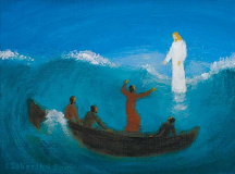 Peter ide po vode k Ježišovi kým dôveruje