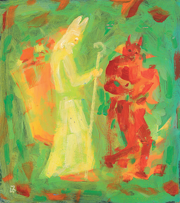 akad. mal. Ladislav Záborský: Mikuláš s čertom