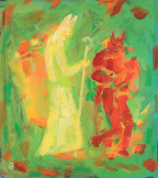 akad. mal. Ladislav Záborský: Mikuláš s čertom